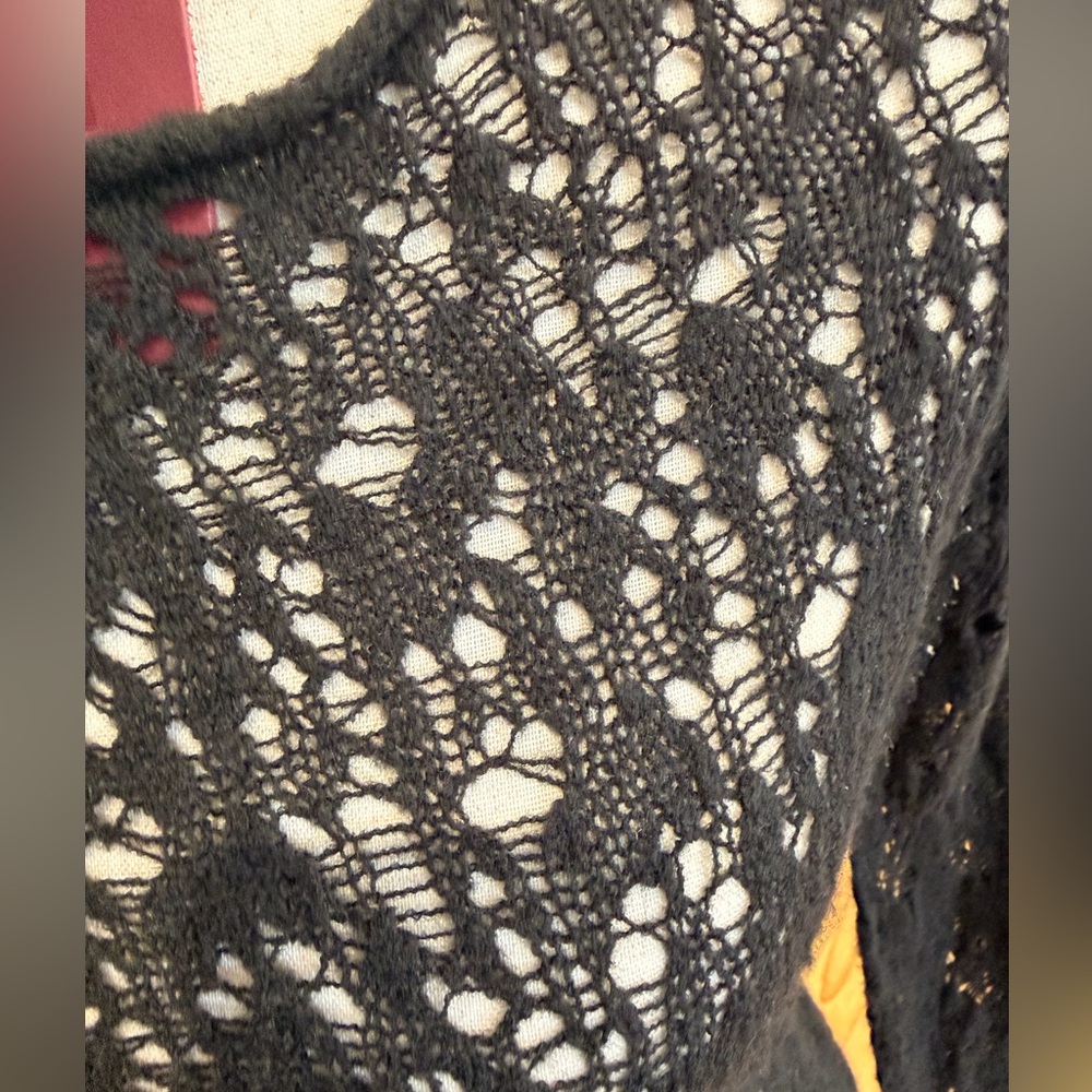 Wild Fable Black Loose Knit Top Medium - Picture 3 of 7